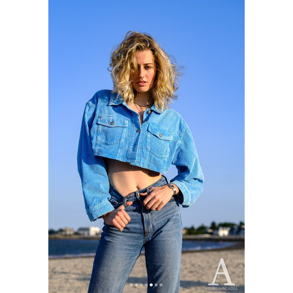 NWT Urban Outfitters BDG Carissa Cropped Corduroy Jacket in Blue XS - Picture 3 of 15